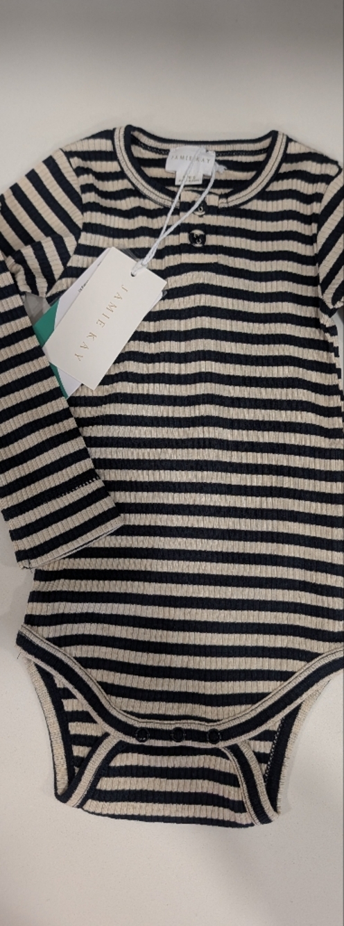 Jamie Kay Black & Cream Striped Ribbed Top
